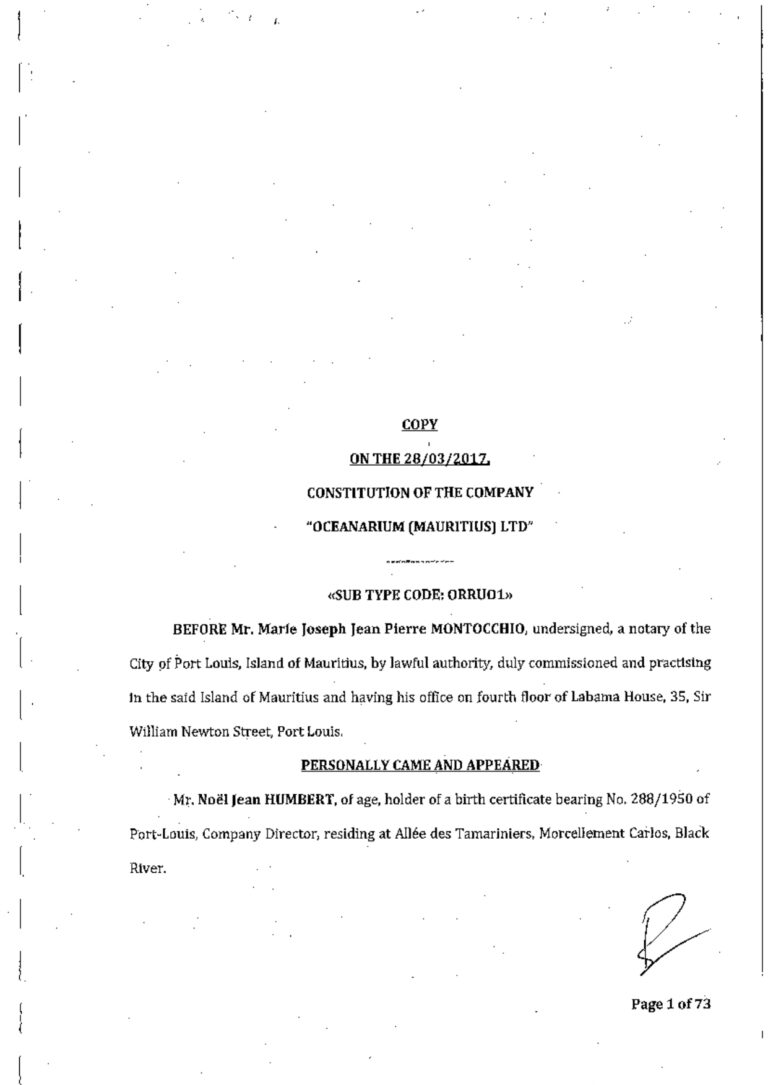 OML Constitution  of the Company